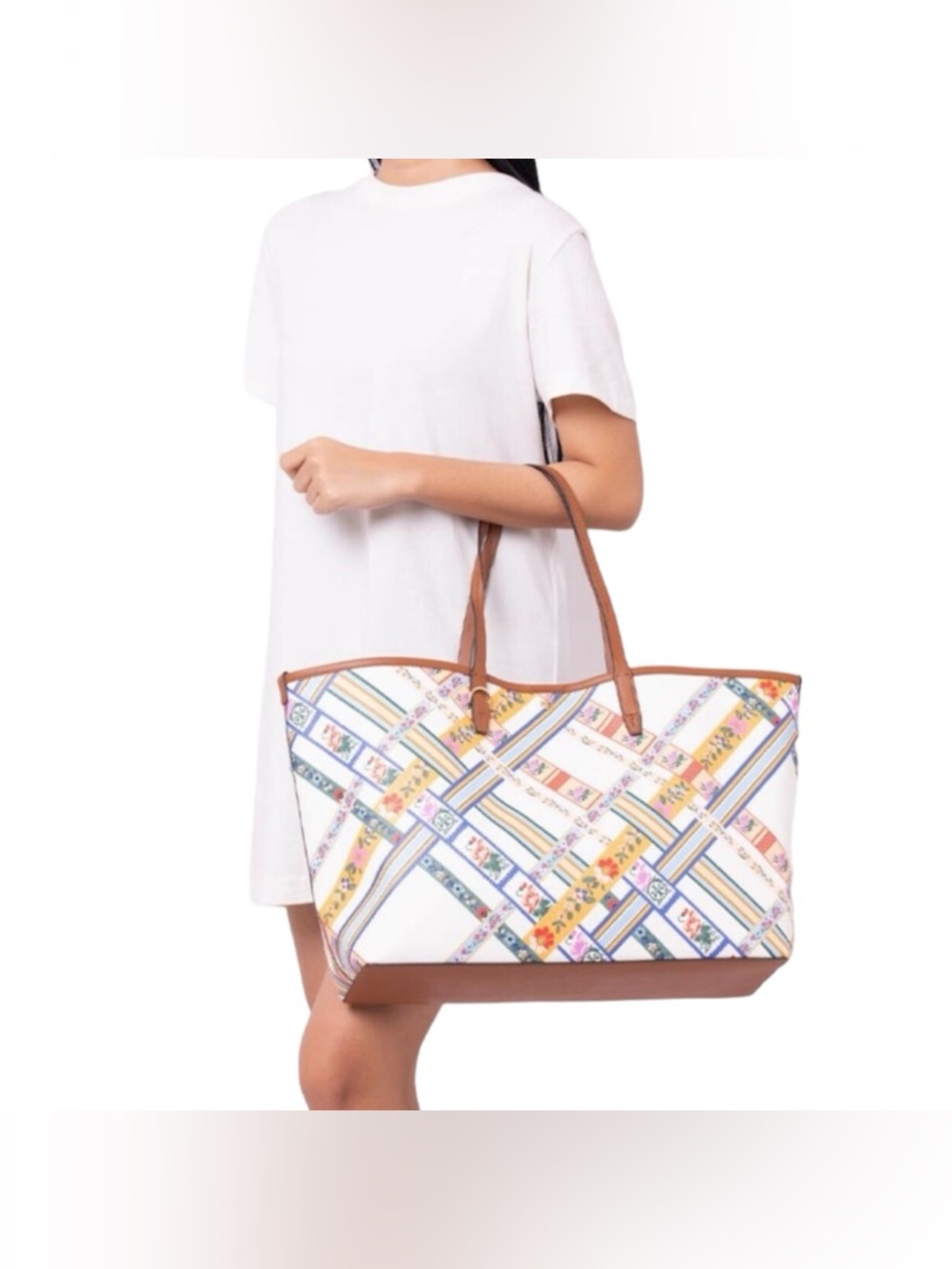 Tory Burch Kerringyon Square Tote Ribbon Weave Bias Allover 295